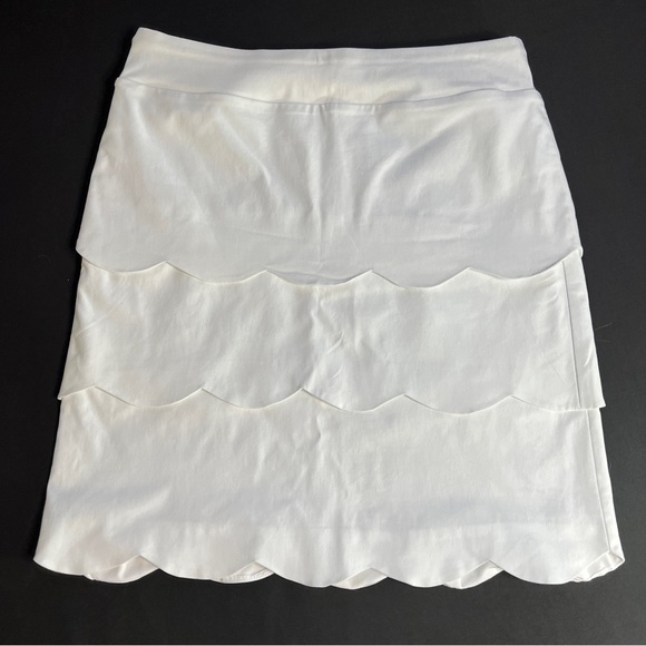 J. McLaughlin Skirts J Mclaughlin White Layered Scalloped Skirt